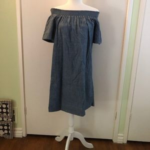 Chambray Off-the-Shoulder Dress